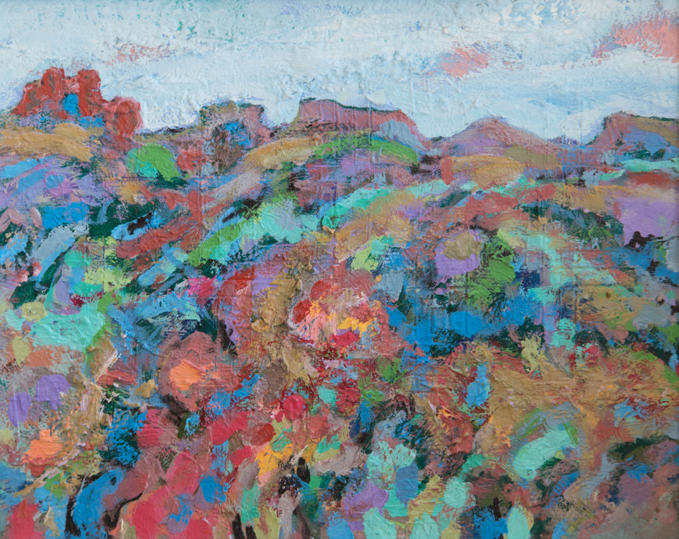 High Snoran Landscape is an original oil on canvas painting measuring 20 � 20 inches, completed in 2011 by American Expressionist Landscape painter Bud Holman.
