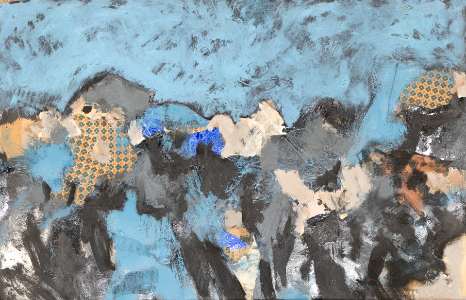 Sagaponack #12 is an original collage with oil painting collage measuring 14.5 � 22.5 inches, completed in 1964 by American Expressionist Landscape painter Bud Holman.