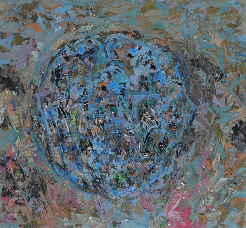Mud Pie #119 is an original oil on styrofoam painting measuring 15 � 17 inches, completed in 1979 by American Expressionist Landscape painter Bud Holman.