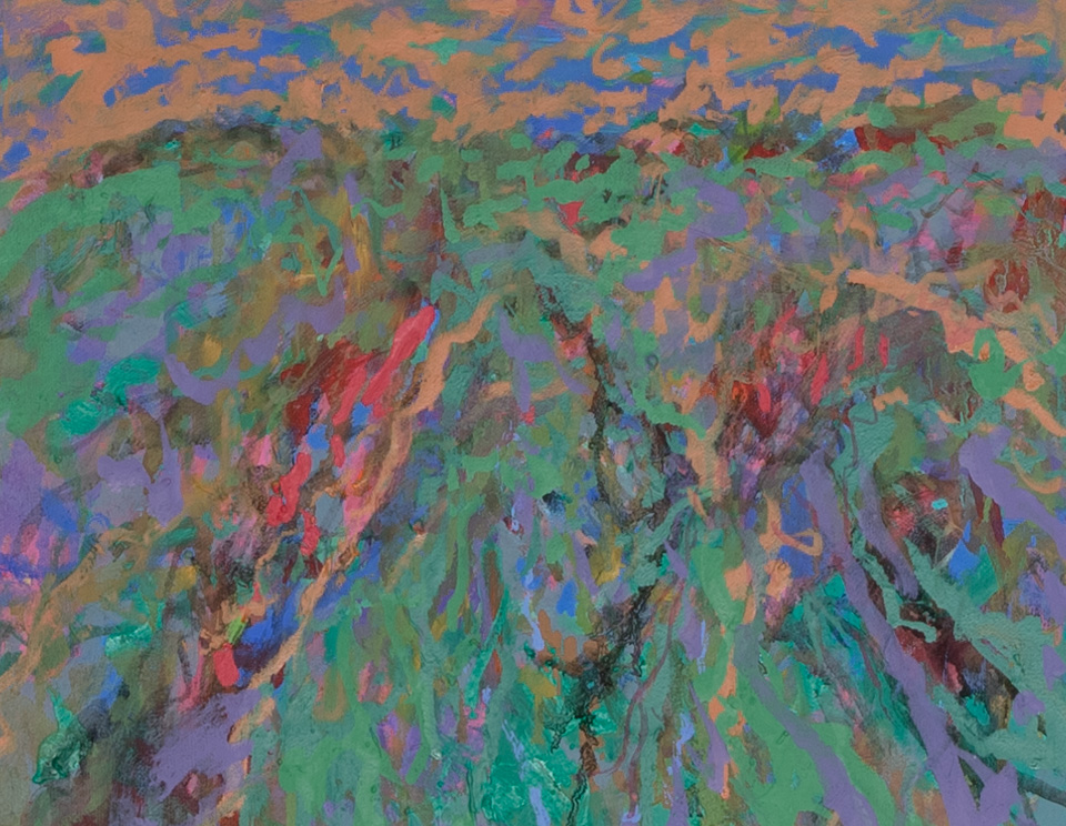 Landscape, Oracle is an original oil on canvas painting measuring 11 � 14 inches, completed in 2015 by American Expressionist Landscape painter Bud Holman.