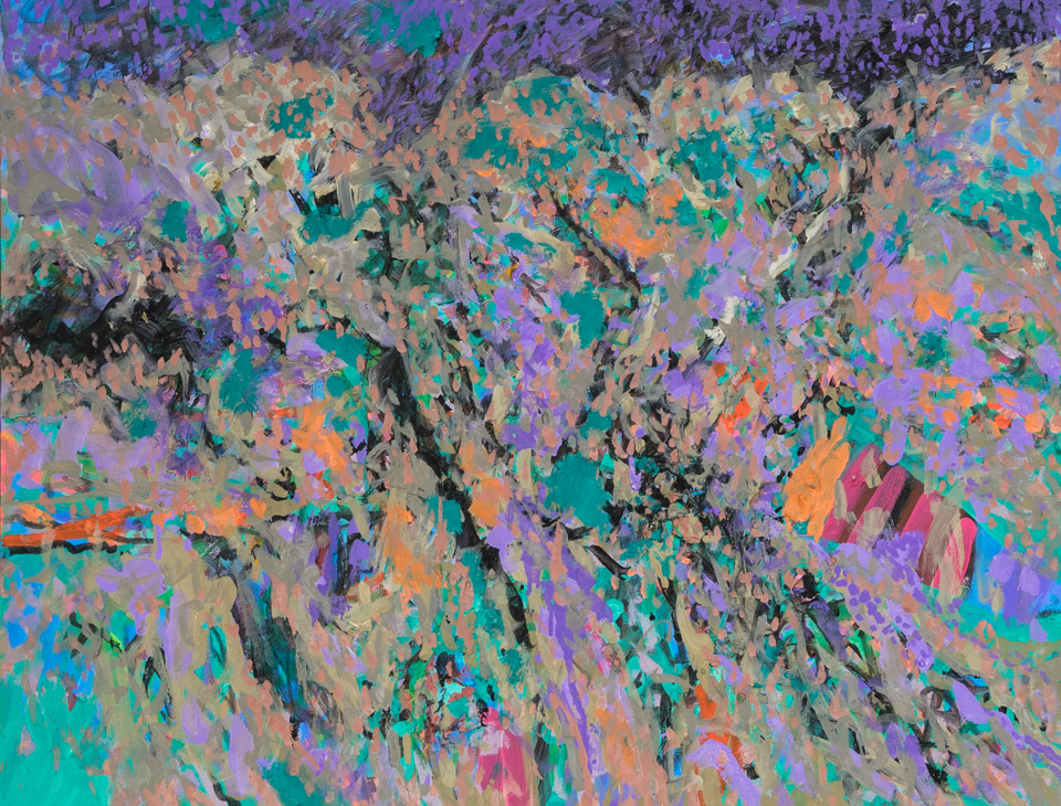 Landscape, Oracle #2 is an original oil on canvas painting measuring 22 � 28 inches, completed in 2013 by American Expressionist Landscape painter Bud Holman.