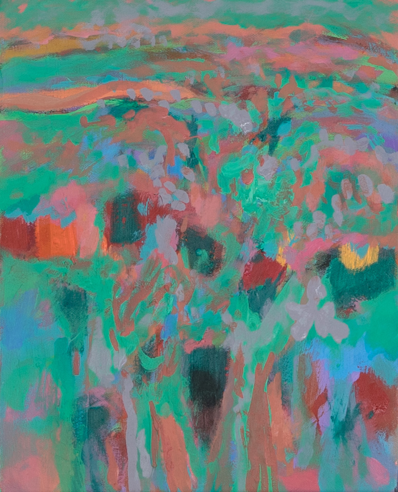 Nogales #234 is an original oil on canvas painting measuring 14 � 11 inches, completed in 2015 by American Expressionist Landscape painter Bud Holman.