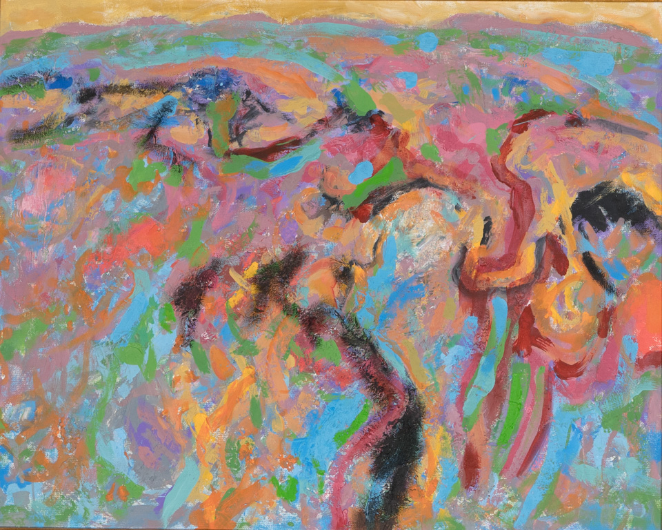 Nogales #254 is an original oil on panel painting measuring 16 � 20 inches, completed in 2005 by American Expressionist Landscape painter Bud Holman.
