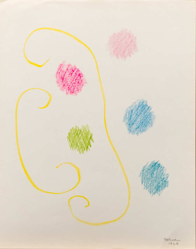 unnamed is an original crayon drawing measuring 13.5 � 10.75 inches, completed in 1964 by American Expressionist Landscape painter Bud Holman.