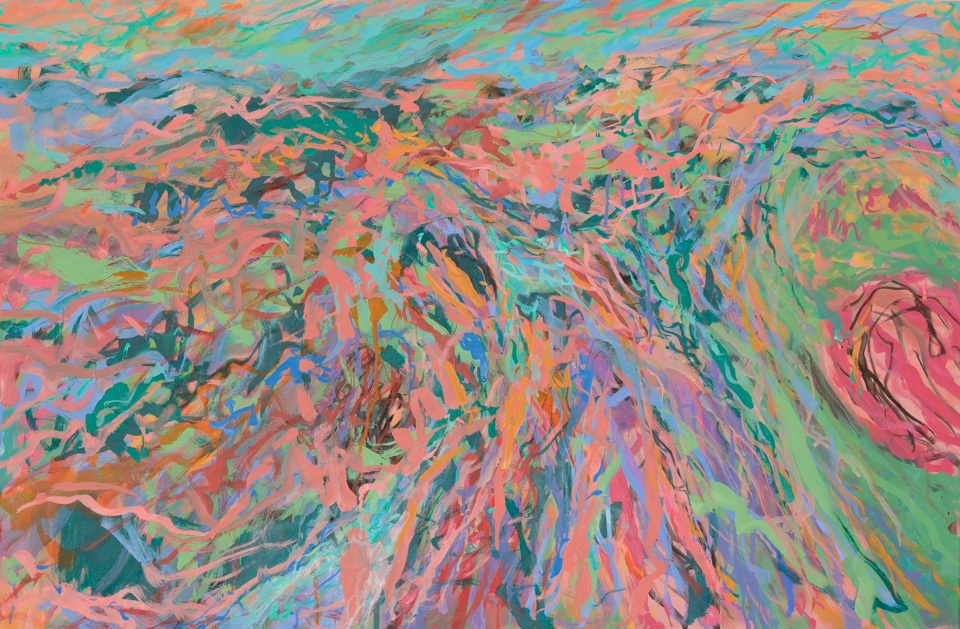 Hi Jolly #5 is an original oil on canvas painting measuring 24 � 36 inches, completed in 2007 by American Expressionist Landscape painter Bud Holman.
