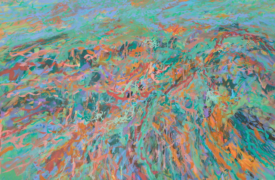 Las Golandrinas #9 is an original oil on canvas painting measuring 24 � 36 inches, completed in 2013 by American Expressionist Landscape painter Bud Holman.