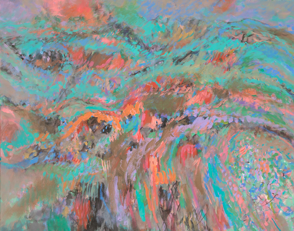 Pueblo Hills #3 is an original oil on canvas painting measuring 24 � 30 inches, completed in 2012 by American Expressionist Landscape painter Bud Holman.