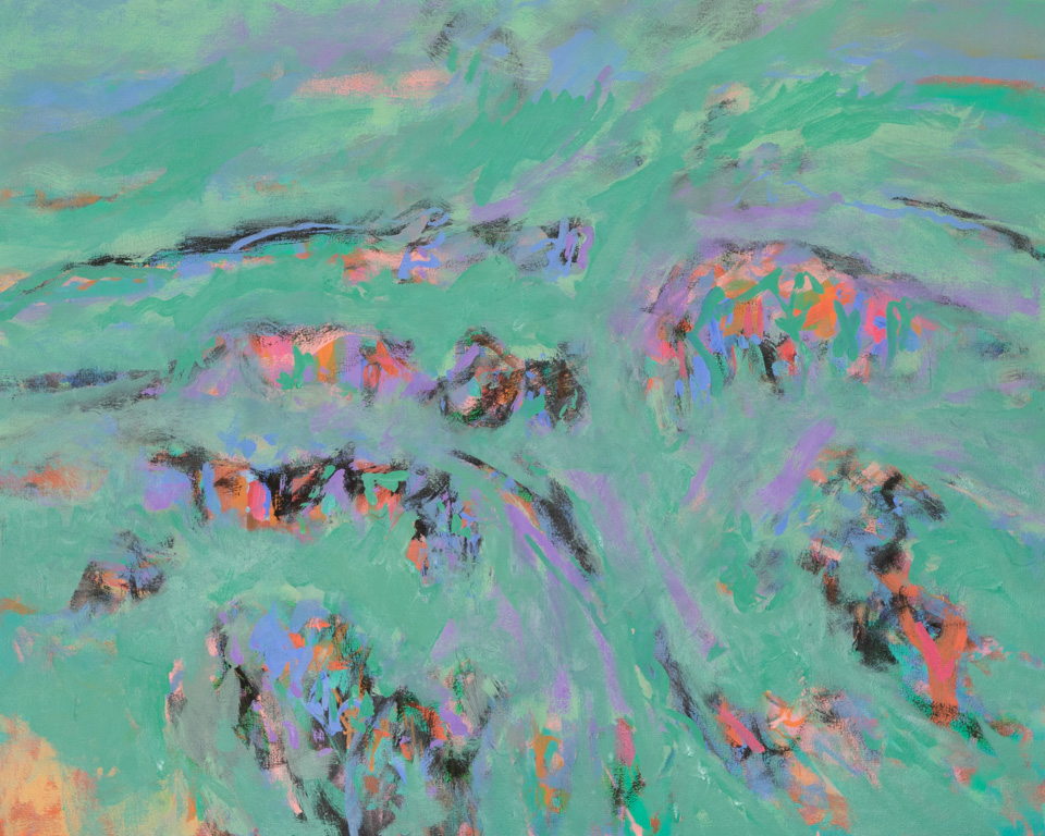 Indian Gulch #4 is an original oil on canvas painting measuring 24 � 30 inches, completed in 2016 by American Expressionist Landscape painter Bud Holman.