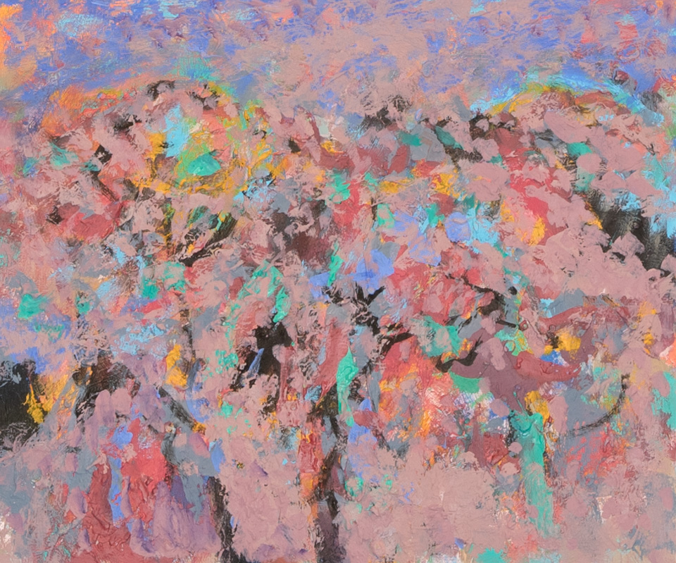 Morocco #26 is an original oil on masonite painting measuring 11 � 13 inches, completed in 2002 by American Expressionist Landscape painter Bud Holman.