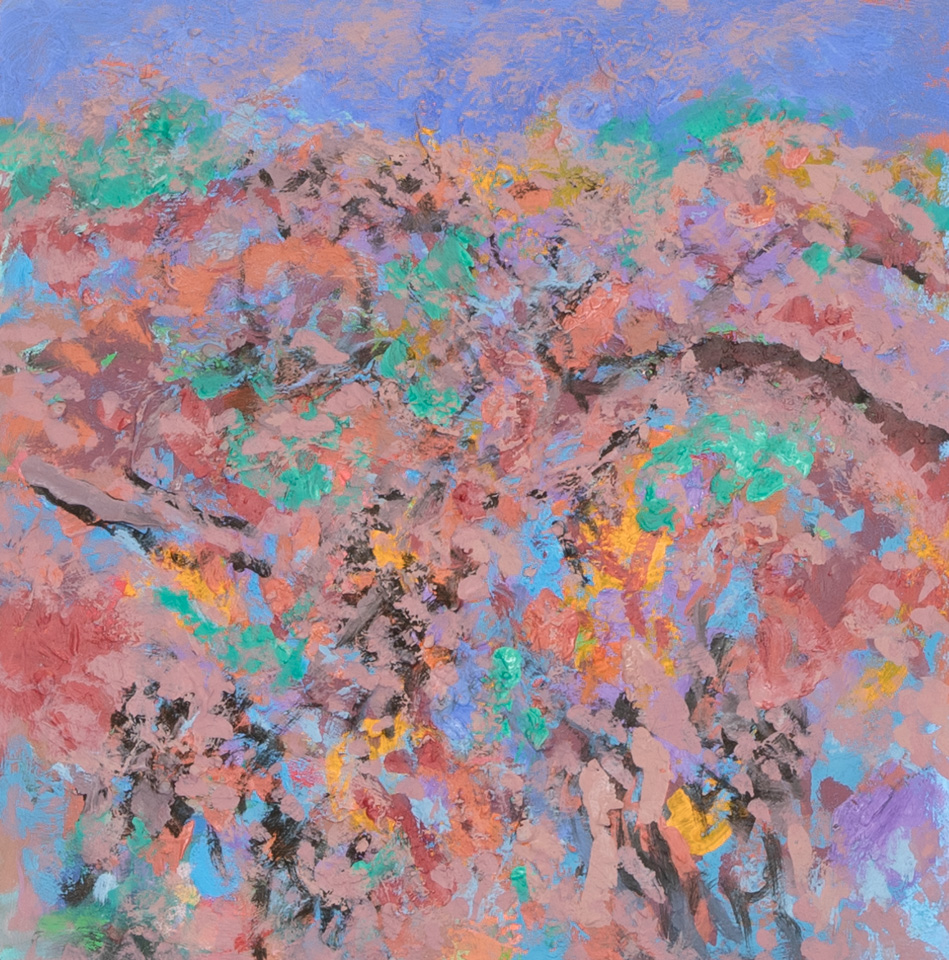 Morocco #24 is an original oil on masonite painting measuring 13.5 � 13.25 inches, completed in 2002 by American Expressionist Landscape painter Bud Holman.
