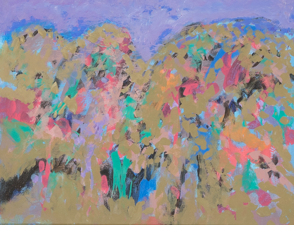 Morocco #15 is an original oil on panel painting measuring 11 � 14 inches, completed in 2002 by American Expressionist Landscape painter Bud Holman.