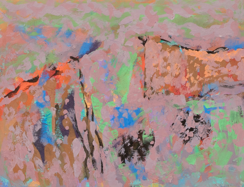 Morocco #12 is an original oil on panel painting measuring 11 � 14 inches, completed in 2002 by American Expressionist Landscape painter Bud Holman.