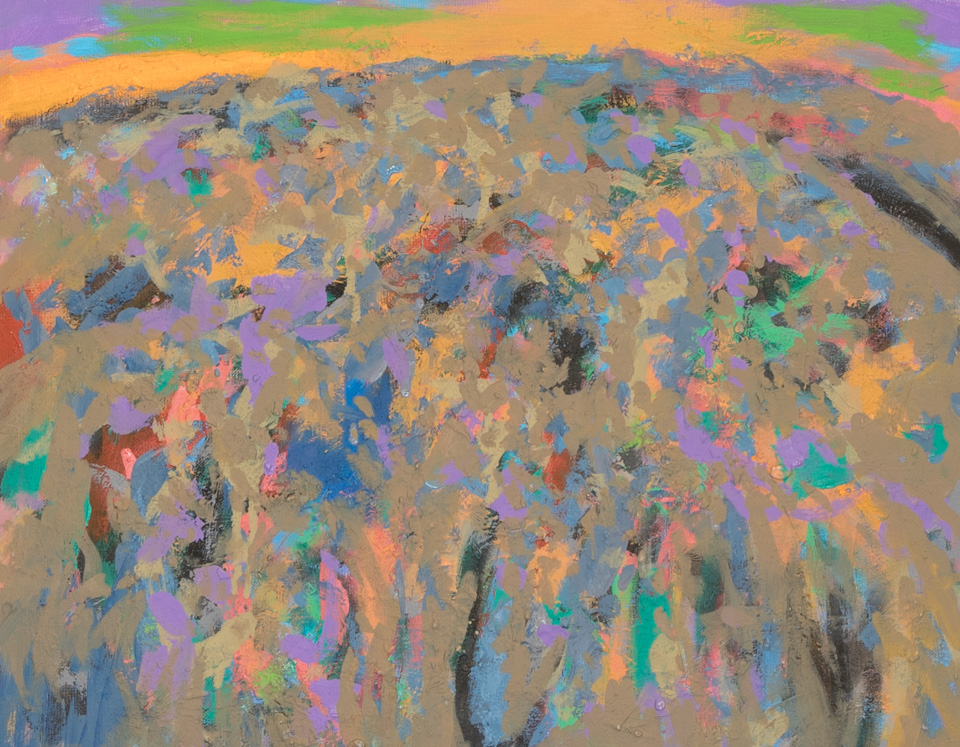 Nogales #52 is an original oil on panel painting measuring 14 � 18 inches, completed in 2007 by American Expressionist Landscape painter Bud Holman.