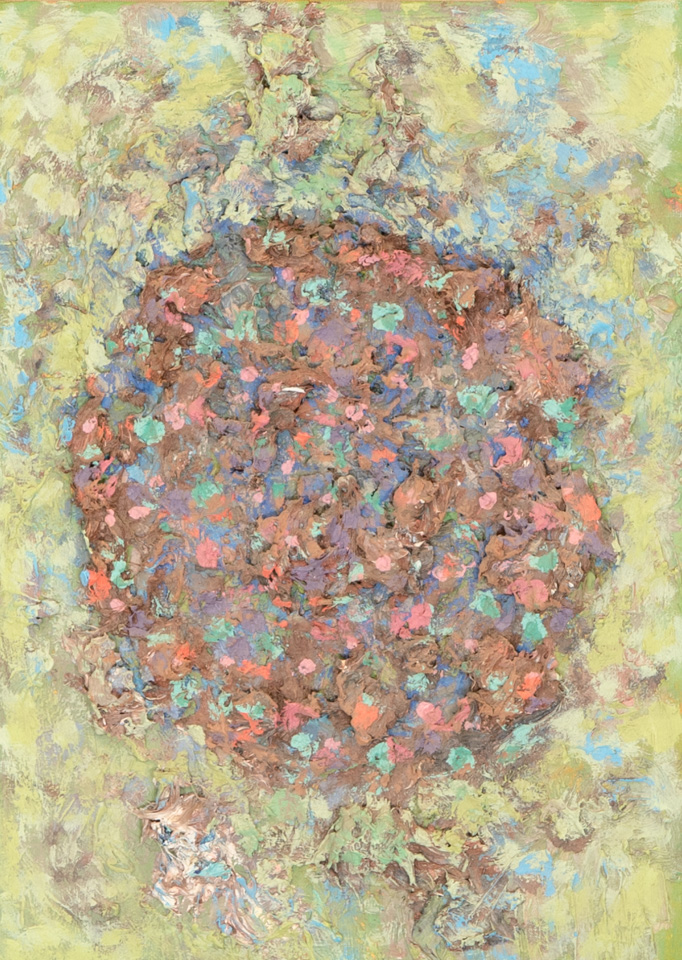 Mud Pie #8 is an original oil on canvas painting measuring 14 � 10 inches, completed in 1983 by American Expressionist Landscape painter Bud Holman.