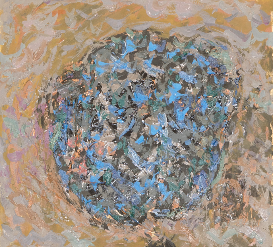 Mud Pie #21 is an original oil on styrofoam painting measuring 13 � 14 inches, completed in 1983 by American Expressionist Landscape painter Bud Holman.