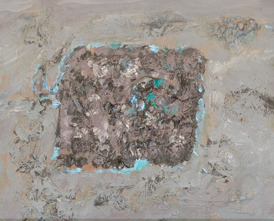 Mud Pie #61 is an original oil on masonite painting measuring 8 � 10 inches, completed in 1983 by American Expressionist Landscape painter Bud Holman.