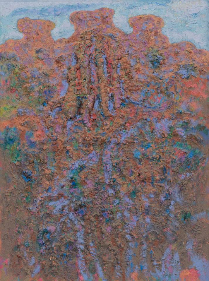 untitled is an original oil on canvas painting measuring 25 × 18.5 inches, completed in 1999 by American Expressionist Landscape painter Bud Holman.