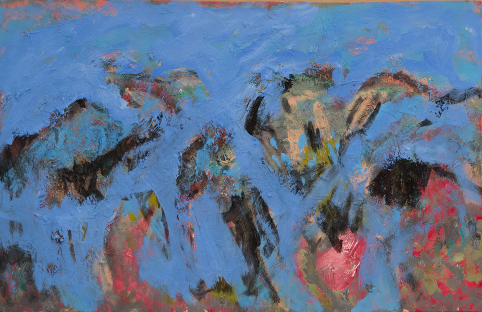 Tuareg Landscape 2 is an original collage with oil painting collage measuring 14 × 22 inches, completed in 1970 by American Expressionist Landscape painter Bud Holman.