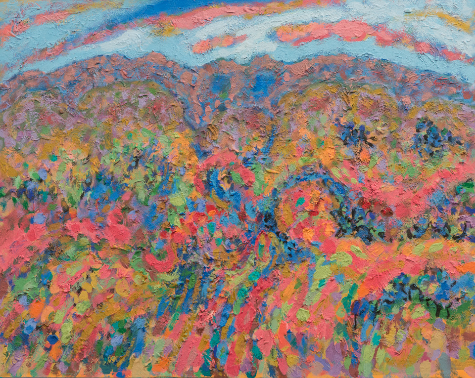 Arizona Landscape is an original oil on panel painting measuring 16 × 20 inches, completed in 1994 by American Expressionist Landscape painter Bud Holman.