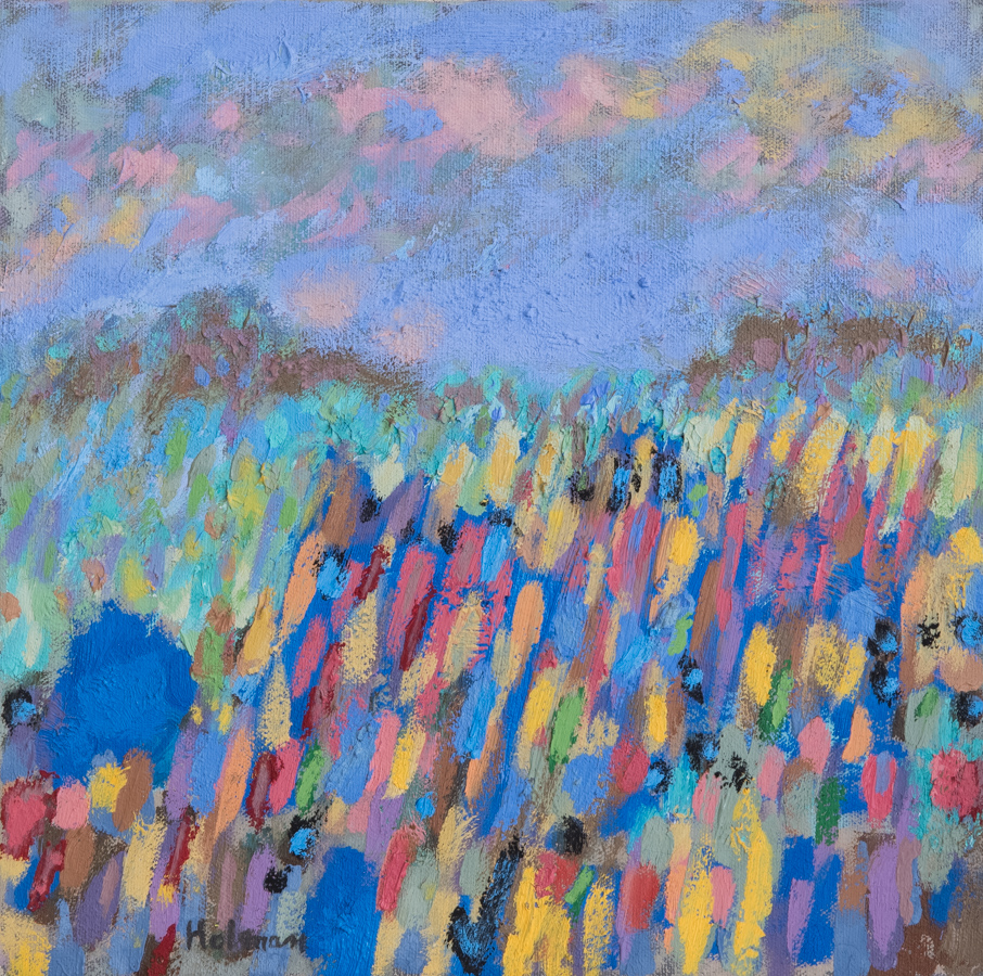 unnamed is an original oil on canvas painting measuring 12 × 12 inches, completed in 1999 by American Expressionist Landscape painter Bud Holman.
