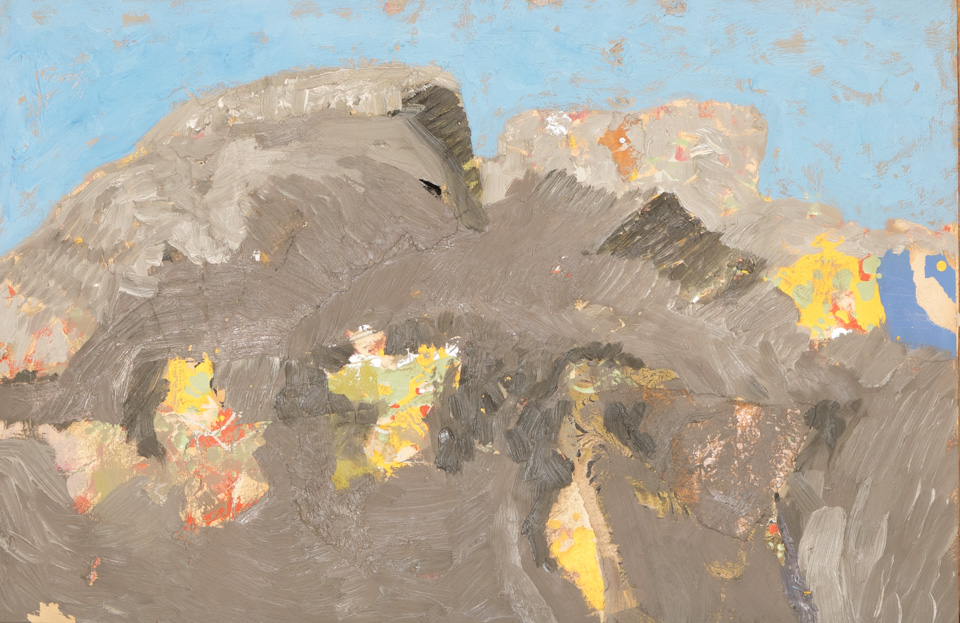 Sagaponack #5 is an original collage with oil painting collage measuring 15 × 22.5 inches, completed in 1964 by American Expressionist Landscape painter Bud Holman.