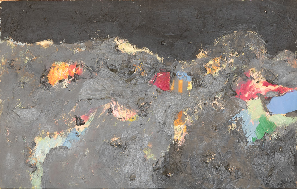 Sagaponack #13 is an original collage with oil painting collage measuring 14.5 × 22.5 inches, completed in 1964 by American Expressionist Landscape painter Bud Holman.