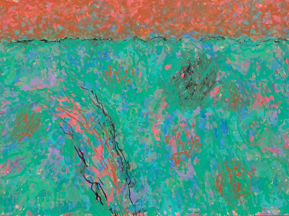 Southern Arizona Landscape #13 is an original oil on rag paper painting measuring 22 × 30 inches, completed in 2012 by American Expressionist Landscape painter Bud Holman.