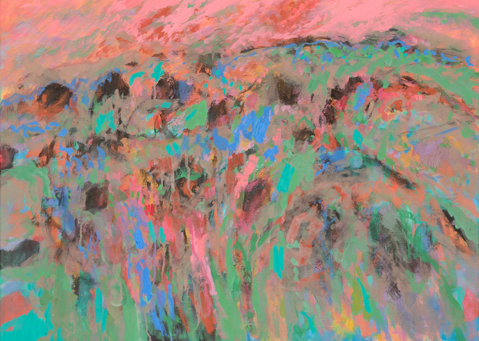 Nogales #212 is an original oil on canvas painting measuring 22 × 30 inches, completed in 2015 by American Expressionist Landscape painter Bud Holman.
