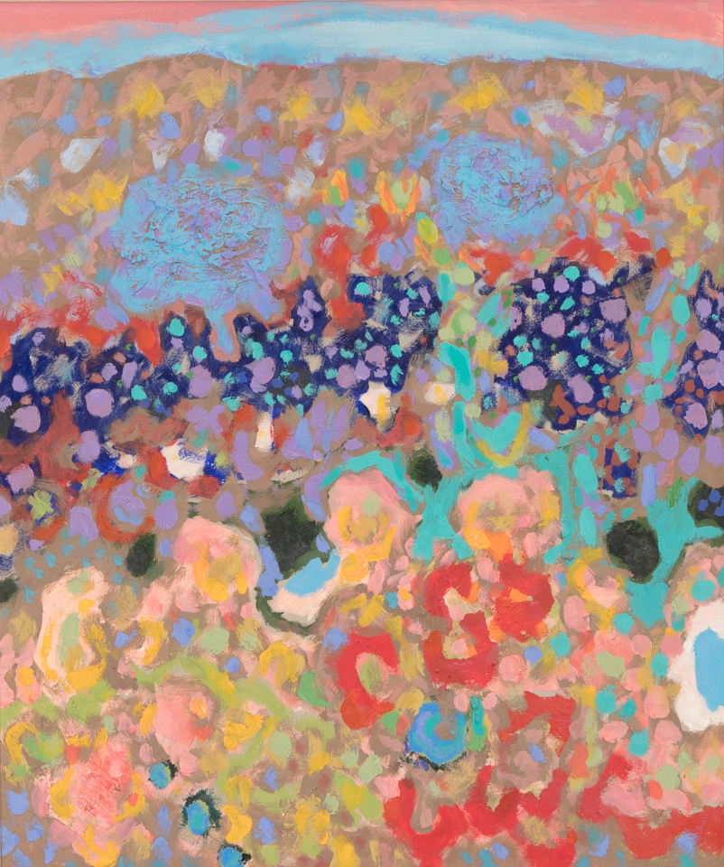 Catalina, Spring is an original oil on canvas painting measuring 22 × 18 inches, completed in 1986 by American Expressionist Landscape painter Bud Holman.