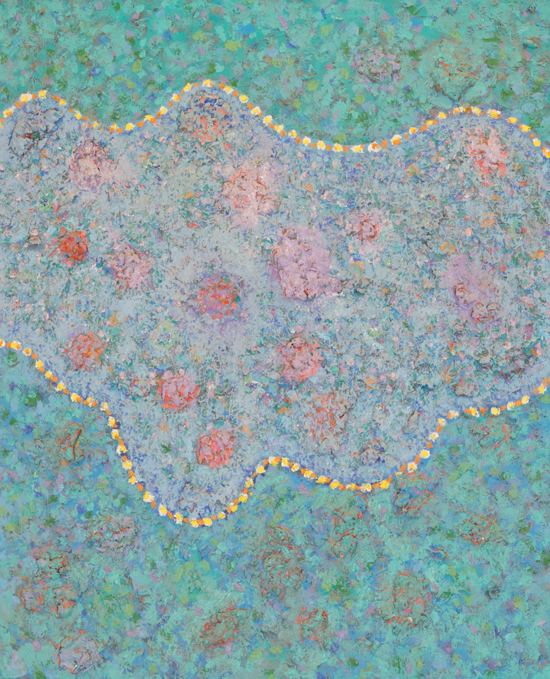 Chlorophyll is an original oil on canvas painting measuring 30 × 24 inches, completed in 1984 by American Expressionist Landscape painter Bud Holman.