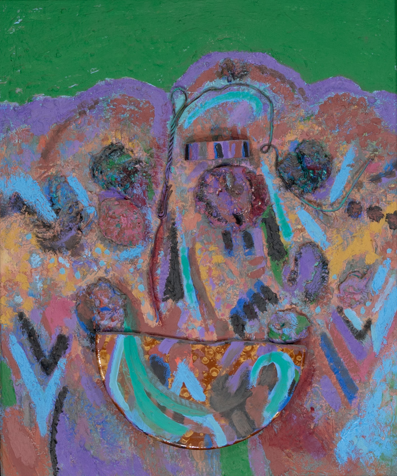 Santa Fe Trail #4 is an original mixed media painting measuring 20 × 16.5 inches, completed in 1981 by American Expressionist Landscape painter Bud Holman.