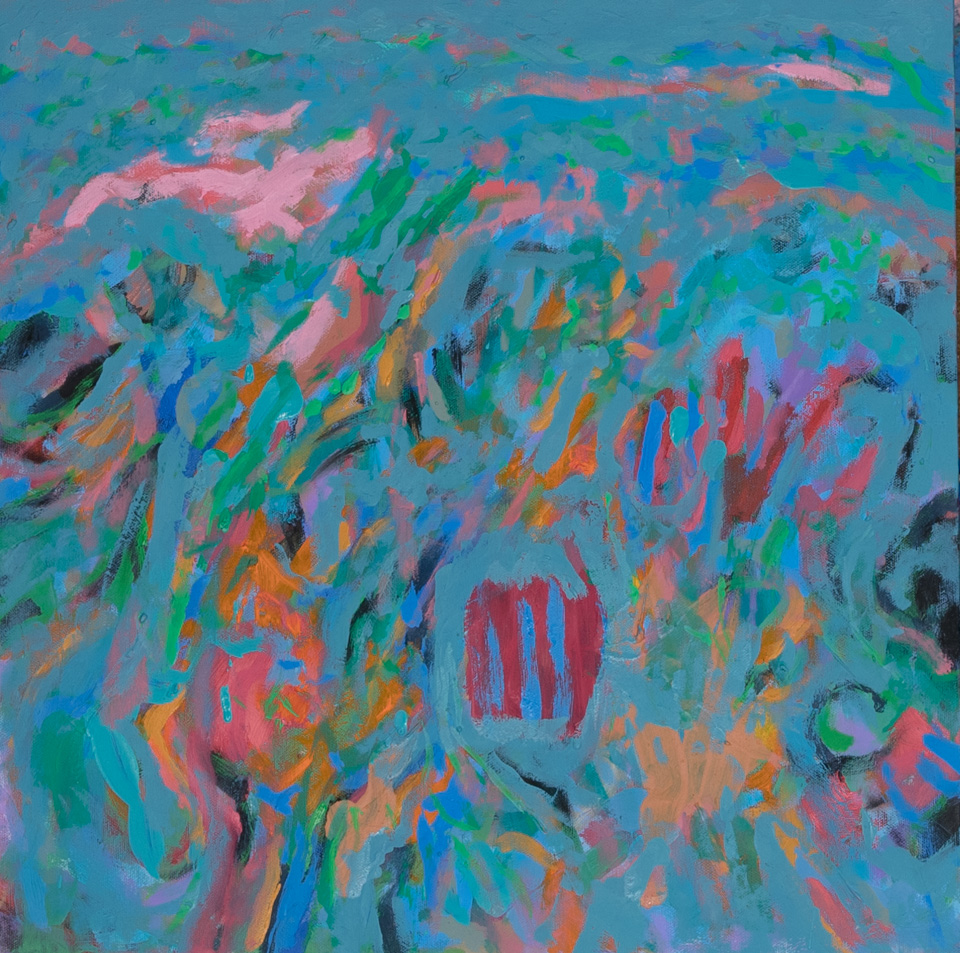 Nogales #235 is an original oil on canvas painting measuring 18 × 18 inches, completed in 2013 by American Expressionist Landscape painter Bud Holman.