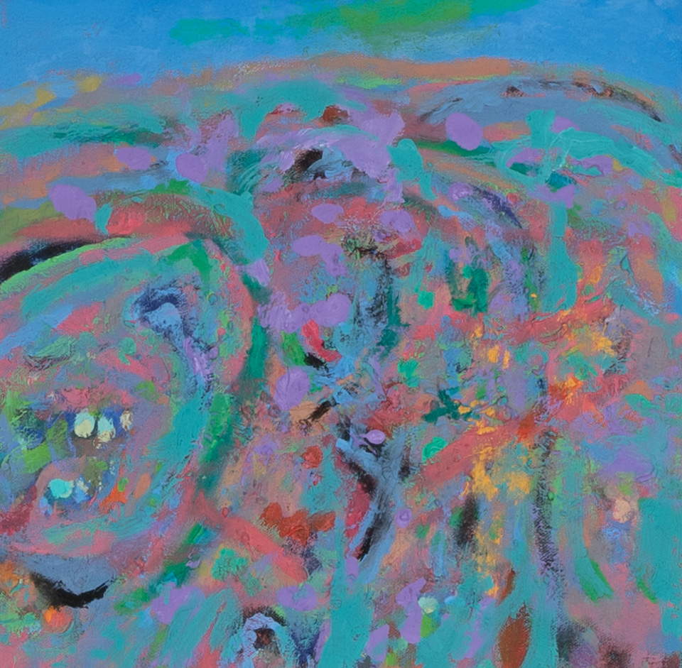 Nogales #241 is an original oil on canvas painting measuring 12 × 12 inches, completed in 2010 by American Expressionist Landscape painter Bud Holman.