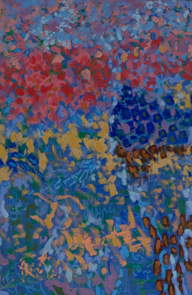 Tumacacori #5 is an original oil on board painting measuring 24 × 16 inches, completed in 2000 by American Expressionist Landscape painter Bud Holman.