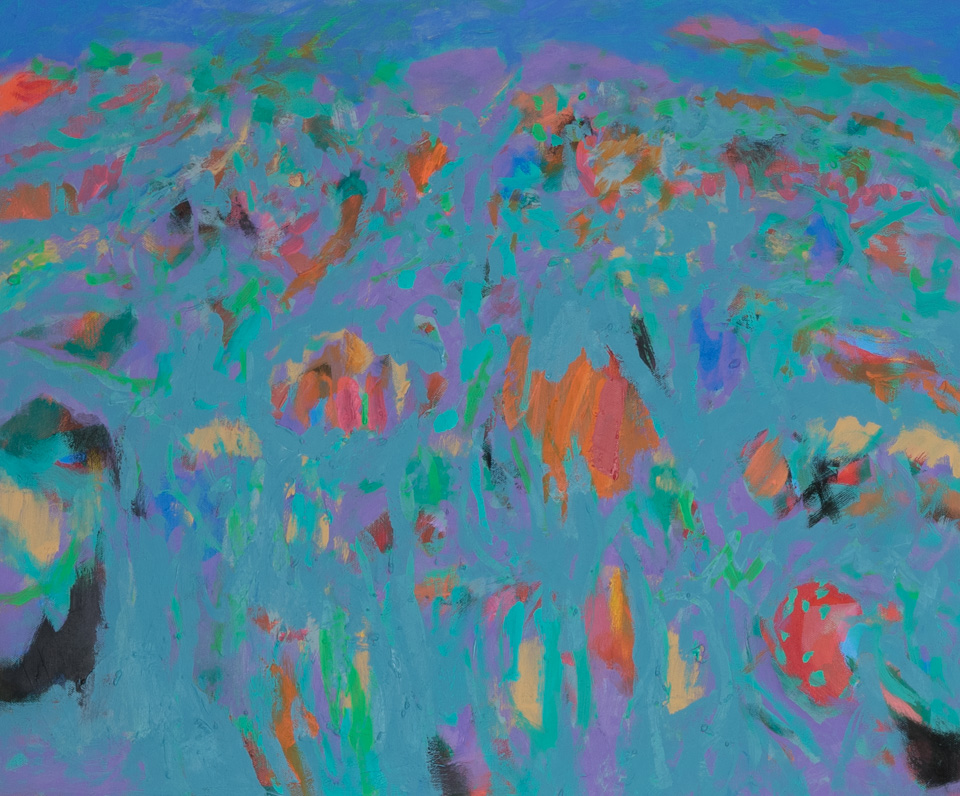 Way to Ithaca #3 is an original oil on canvas painting measuring 20 × 24 inches, completed in 2015 by American Expressionist Landscape painter Bud Holman.