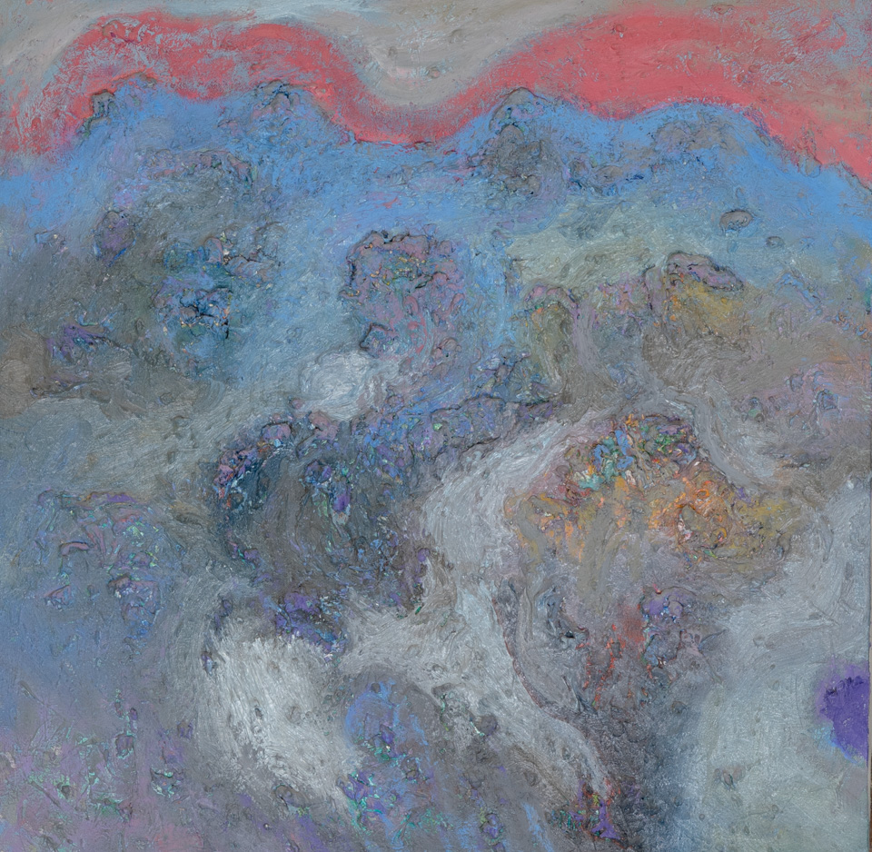 Tucson Mountains 4 is an original oil on canvas painting measuring 20 × 20 inches, completed in 1987 by American Expressionist Landscape painter Bud Holman.