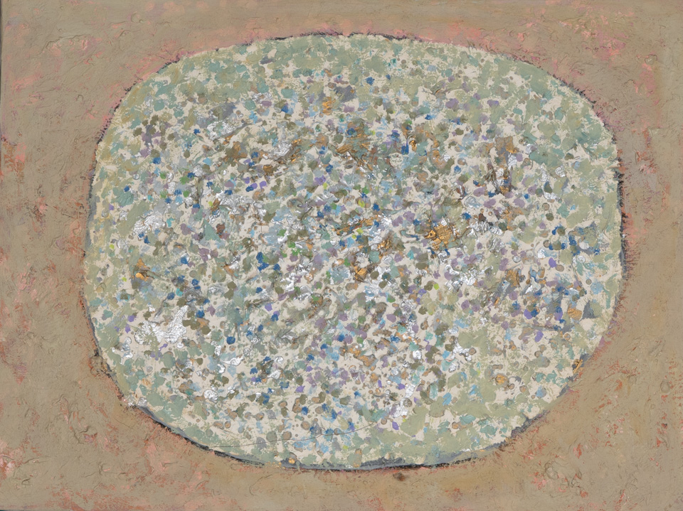 Stone #4 is an original oil on masonite painting measuring 18 × 24 inches, completed in 1978 by American Expressionist Landscape painter Bud Holman.