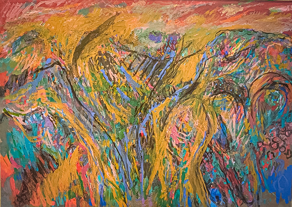 High Atlas #3 is an original oil on canvas painting measuring 51 × 70.75 inches, completed in 2022 by American Expressionist Landscape painter Bud Holman.