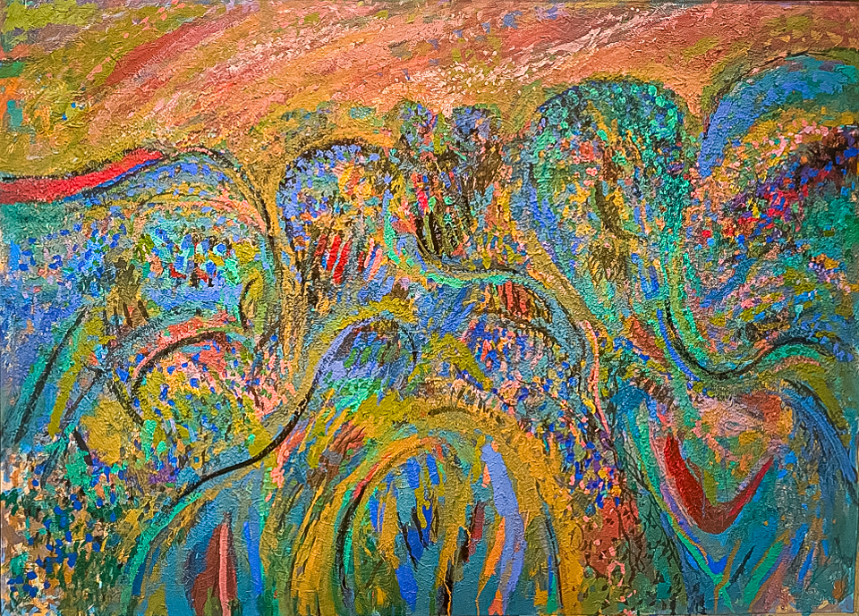 High Atlas 4 is an original oil on canvas painting measuring 51.5 × 71.5 inches, completed in 2022 by American Expressionist Landscape painter Bud Holman.