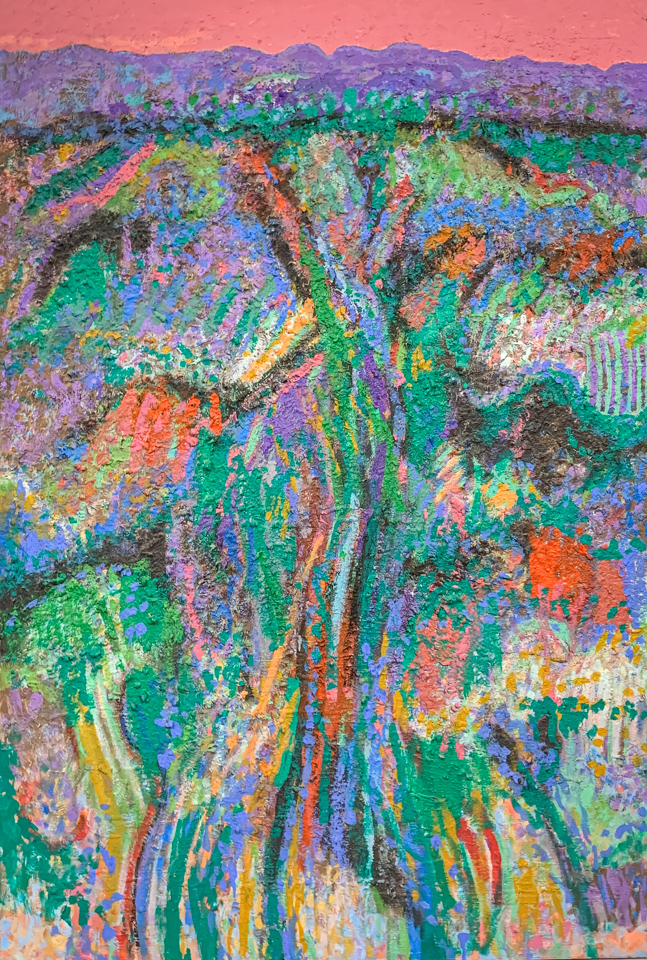 untitled is an original oil on canvas painting measuring 56 × 53 inches, completed in 2019 by American Expressionist Landscape painter Bud Holman.
