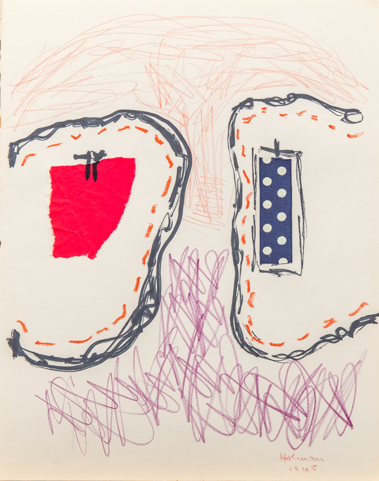 unnamed is an original with mixed mediums collage measuring 13.5 × 10.75 inches, completed in 1965 by American Expressionist Landscape painter Bud Holman.