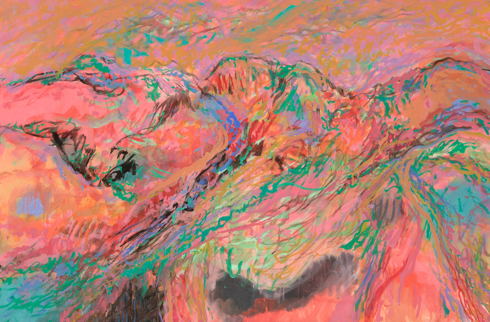 Mariposa Road #2 is an original oil on canvas painting measuring 24 × 36 inches, completed in 2014 by American Expressionist Landscape painter Bud Holman.