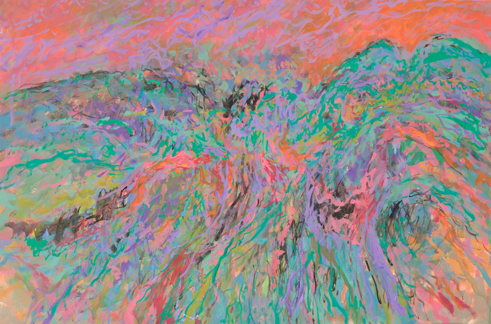 Hi Jolly #2 is an original oil on canvas painting measuring 24 × 36 inches, completed in 2007 by American Expressionist Landscape painter Bud Holman.