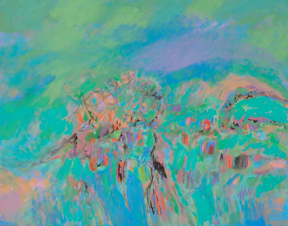 Paradise Valley #5 is an original oil on canvas painting measuring 24 × 30 inches, completed in 2016 by American Expressionist Landscape painter Bud Holman.
