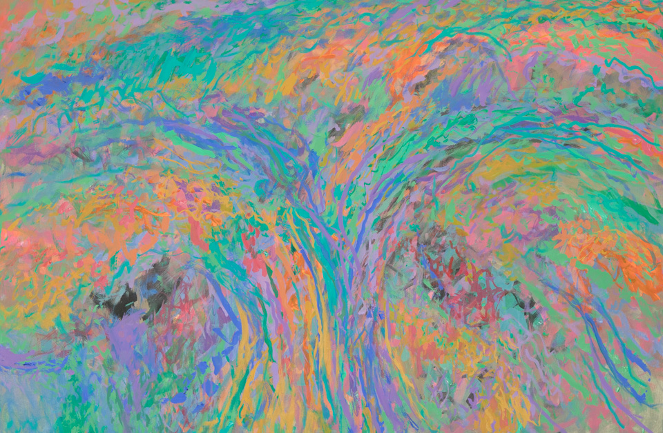 Las Golandrinas #3 is an original oil on canvas painting measuring 24 × 36 inches, completed in 2013 by American Expressionist Landscape painter Bud Holman.