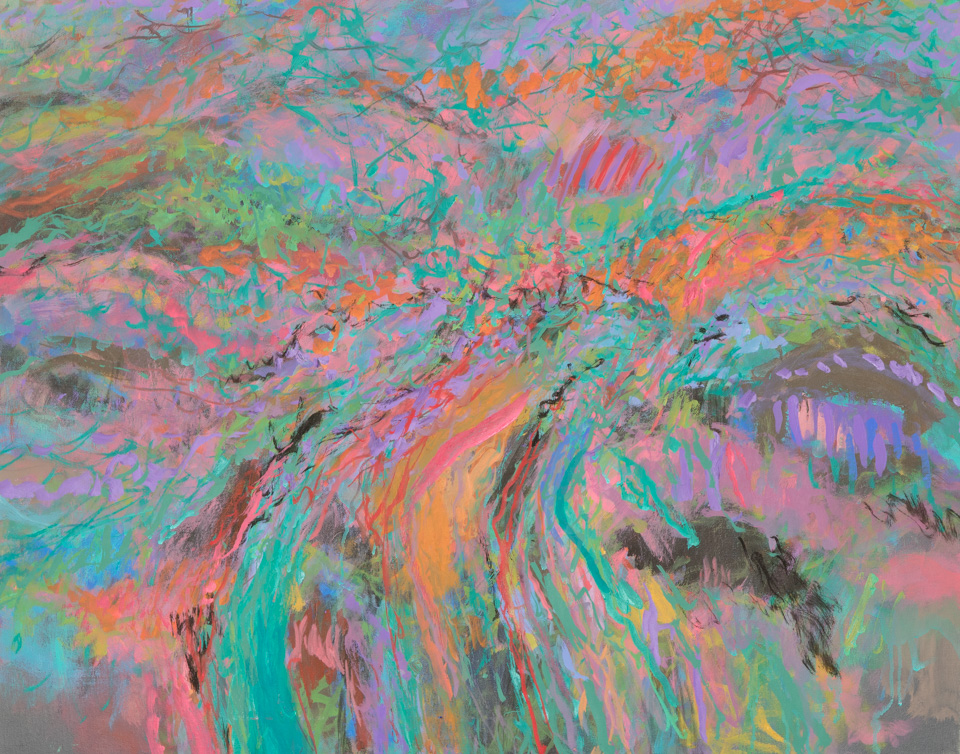 Pueblo Hills is an original oil on canvas painting measuring 24 × 30 inches, completed in 2012 by American Expressionist Landscape painter Bud Holman.