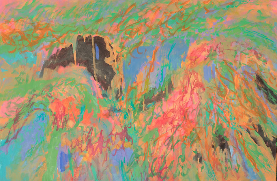 Black Rocks Hills, near Tombstone #5 is an original oil on canvas painting measuring 24 × 36 inches, completed in 2014 by American Expressionist Landscape painter Bud Holman.