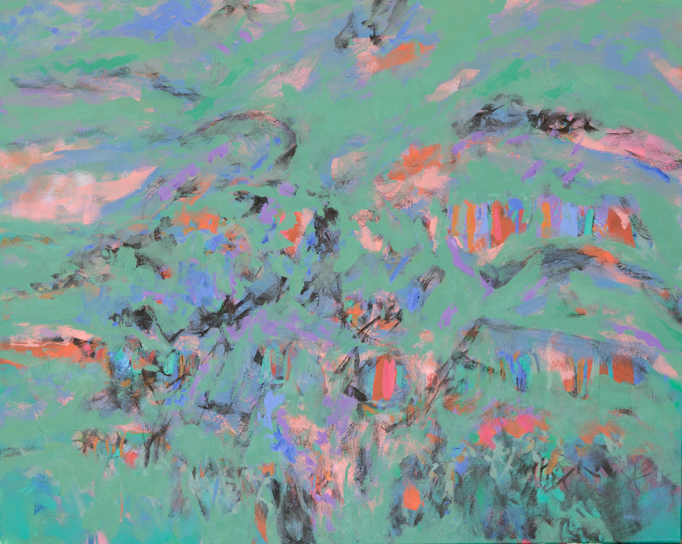 Nogales #4 is an original oil on canvas painting measuring 24 × 30 inches, completed in 2015 by American Expressionist Landscape painter Bud Holman.