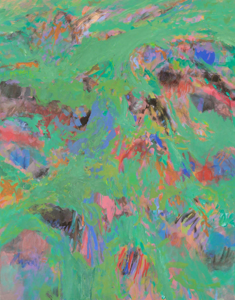 Indian Gulch is an original oil on canvas painting measuring 28 × 22 inches, completed in 2013 by American Expressionist Landscape painter Bud Holman.