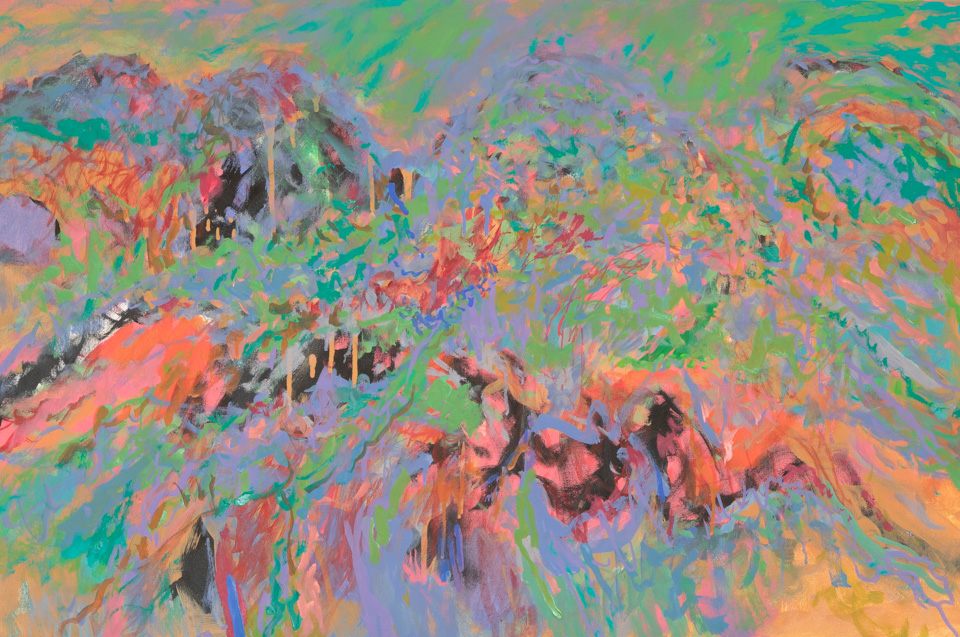 Tubac #2 is an original oil on canvas painting measuring 24 × 36 inches, completed in 2015 by American Expressionist Landscape painter Bud Holman.
